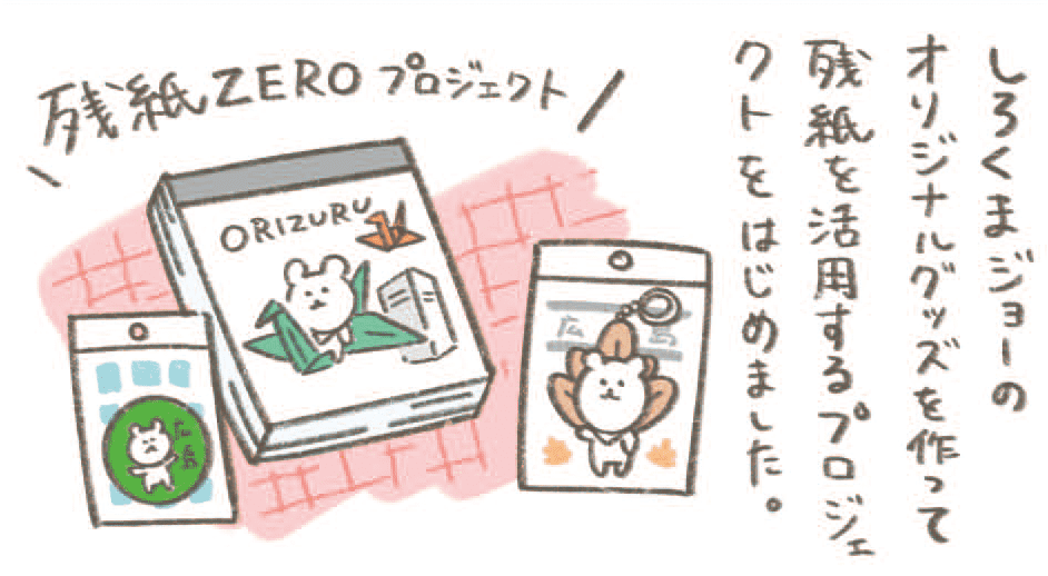 しろくまジョーのオリジナルグッズを作って残紙を活用するプロジェクトを始めました。